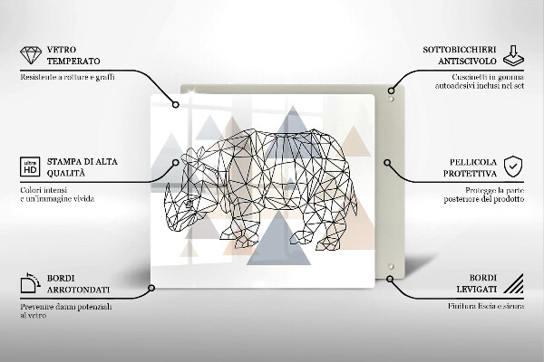 Protection plaque induction Rhinocéros de dessin au trait