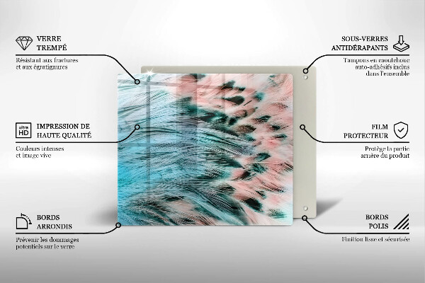 Protection plaque induction Plumes d'oiseaux bohèmes