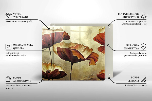 Protection plaque induction Fleurs de bohème peintes