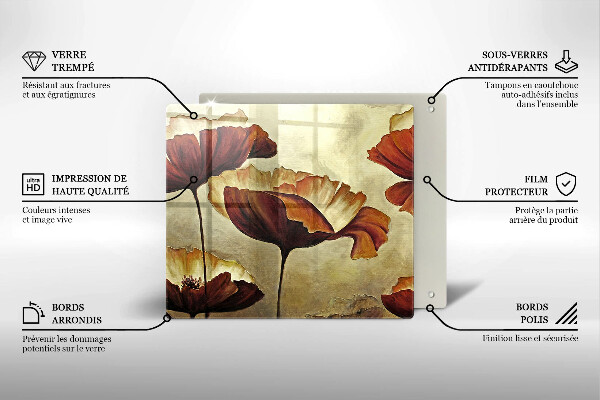 Protection plaque induction Fleurs de bohème peintes