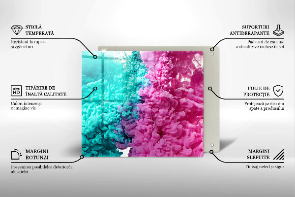 Protection plaque induction Fumée rose turquoise