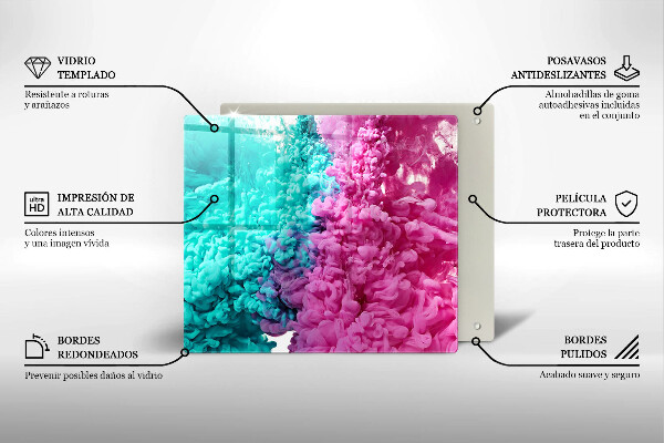 Protection plaque induction Fumée rose turquoise