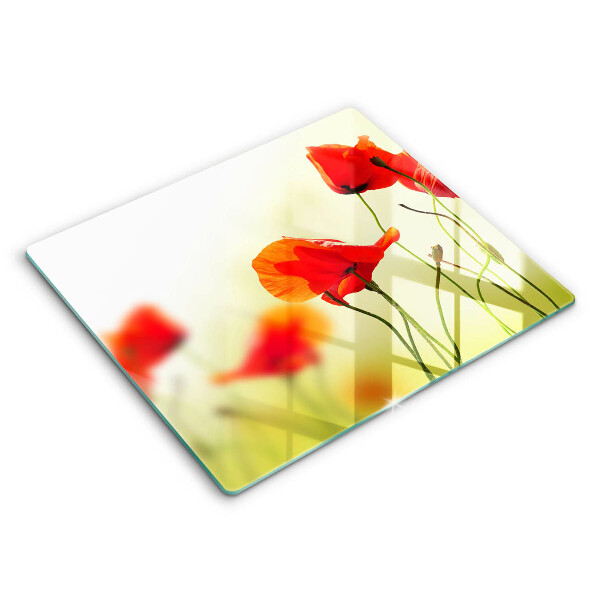 Protection plaque induction Fleurs de coquelicots rouges