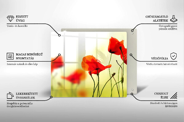 Protection plaque induction Fleurs de coquelicots rouges