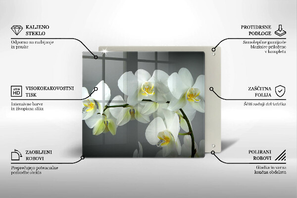 Protection plaque induction Fleurs d'orchidées blanches