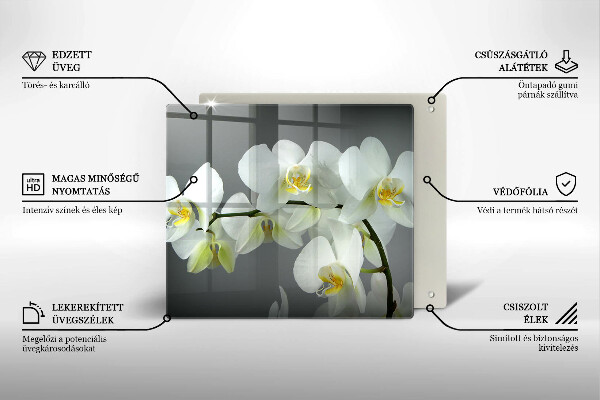 Protection plaque induction Fleurs d'orchidées blanches