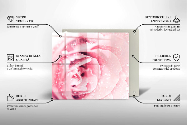 Protection plaque induction Gouttes de rosée et fleur rose