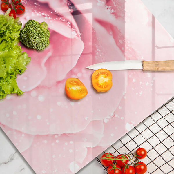 Protection plaque induction Gouttes de rosée et fleur rose