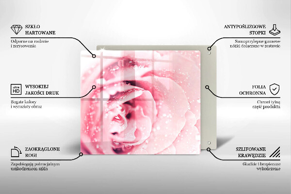 Protection plaque induction Gouttes de rosée et fleur rose