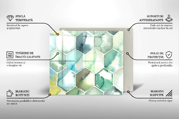 Protection plaque induction Hexagones aquarelle