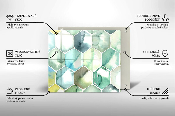 Protection plaque induction Hexagones aquarelle