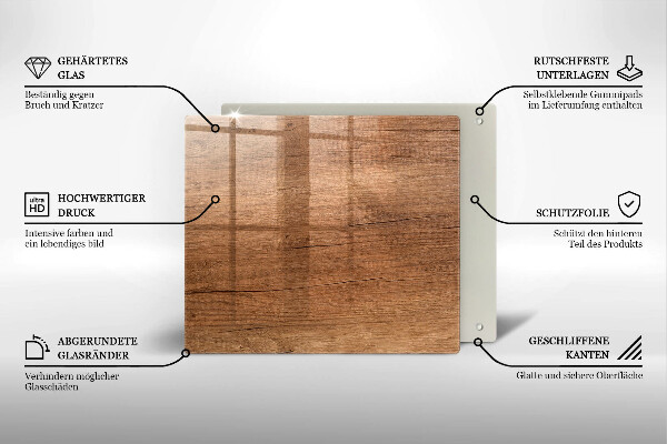 Protection plaque induction Texture du bois