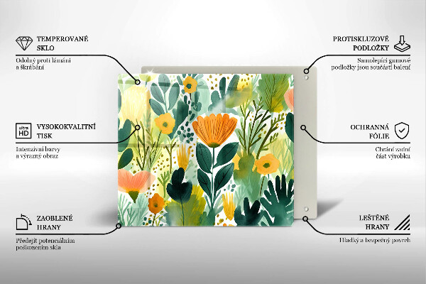 Protection plaque induction Fleurs peintes