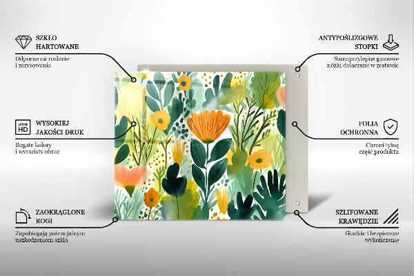 Protection plaque induction Fleurs peintes