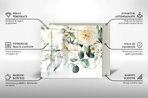 Protection plaque induction Fleurs aquarelles