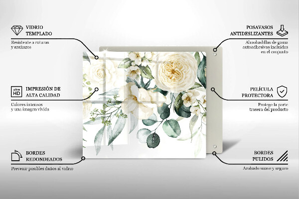 Protection plaque induction Fleurs aquarelles