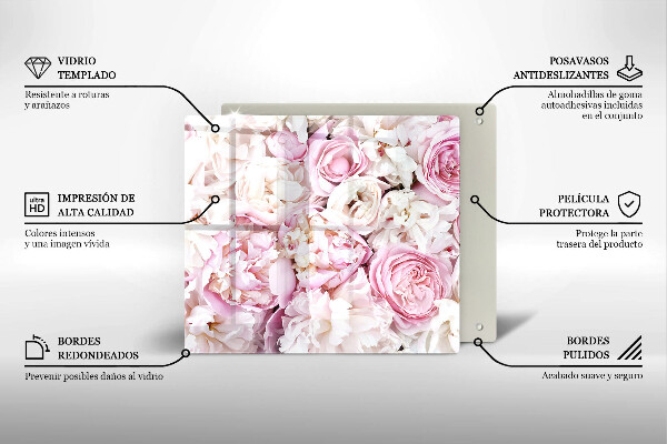 Protection plaque induction Bouquet de pivoines