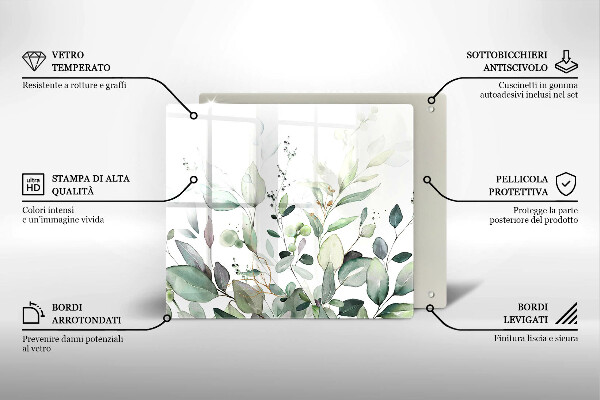 Protection plaque induction Plantes aquarelles