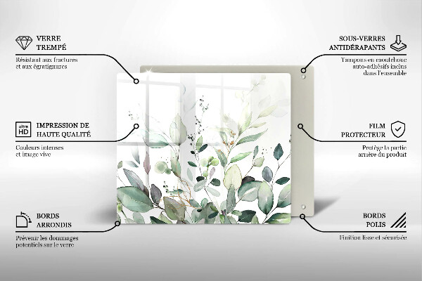 Protection plaque induction Plantes aquarelles