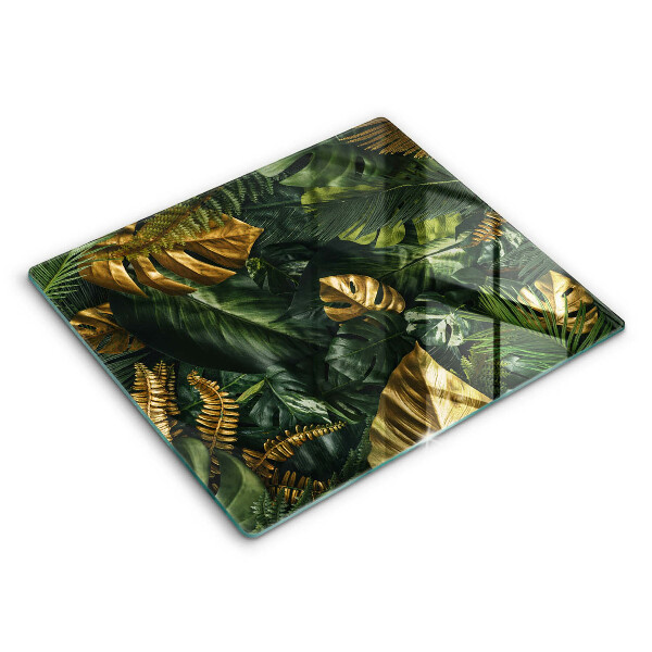 Protection plaque induction Feuilles de monstera dorées