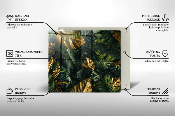 Protection plaque induction Feuilles de monstera dorées