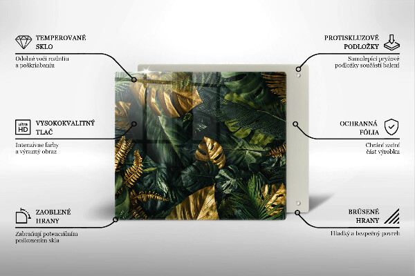 Protection plaque induction Feuilles de monstera dorées