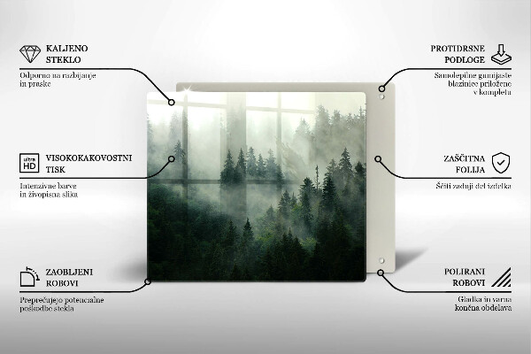 Protection plaque induction Paysage forestier brumeux