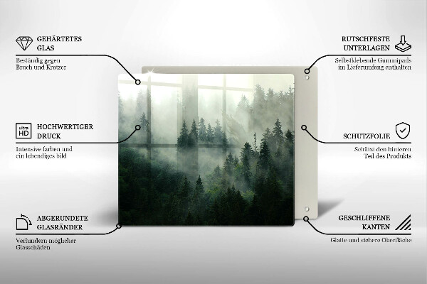 Protection plaque induction Paysage forestier brumeux