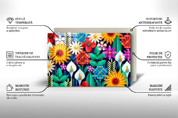 Protection plaque induction Illustration de prairie de fleurs