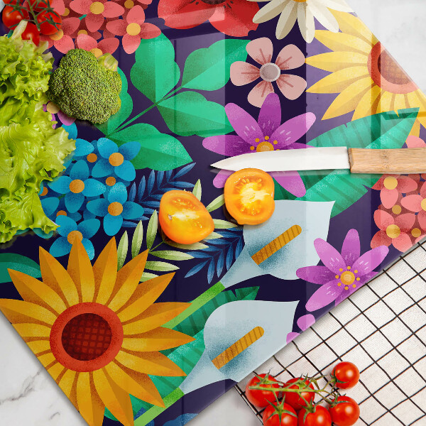 Protection plaque induction Illustration de prairie de fleurs