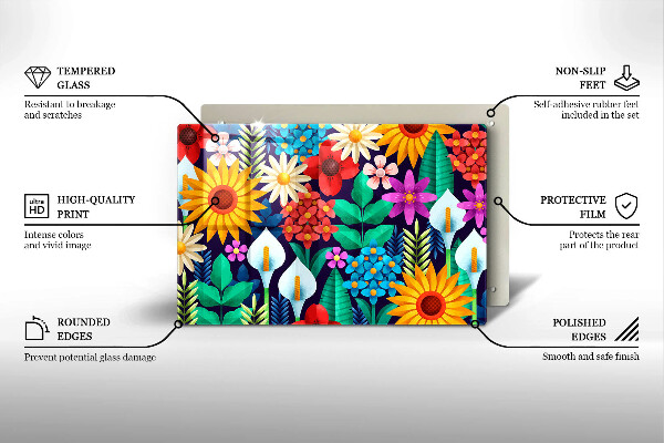 Protection plaque induction Illustration de prairie de fleurs