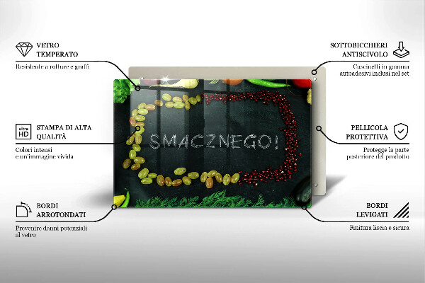 Protection plaque induction Inscription Smacznego!