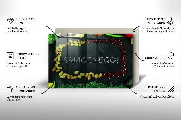 Protection plaque induction Inscription Smacznego!