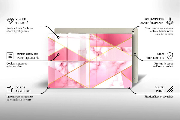 Protection plaque induction Marbre géométrique