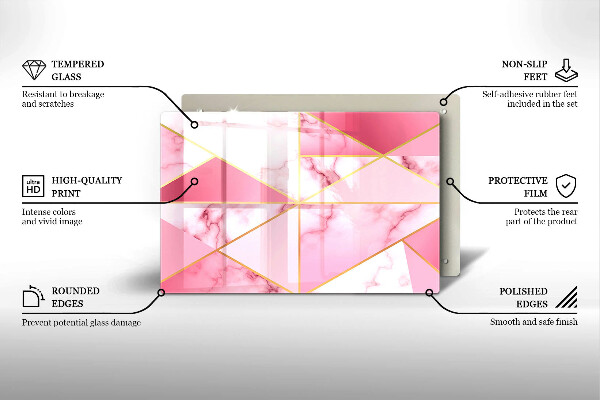 Protection plaque induction Marbre géométrique