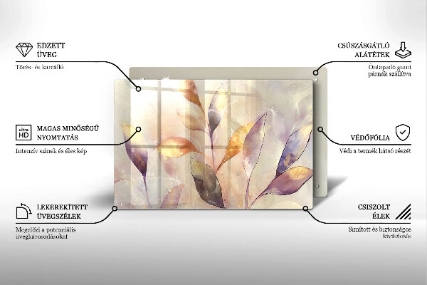 Cache plaque de cuisson Feuilles de bohème peintes