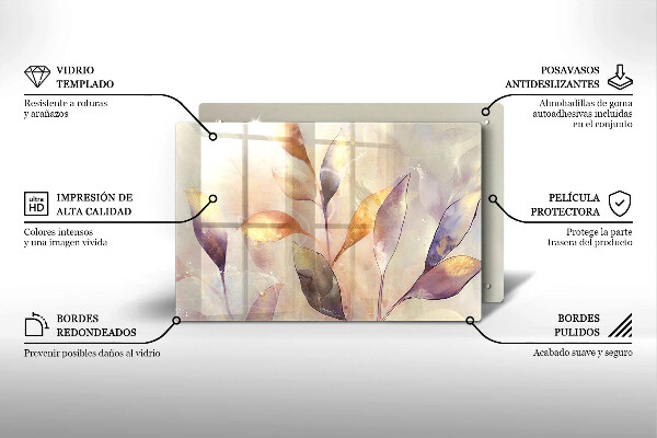 Cache plaque de cuisson Feuilles de bohème peintes