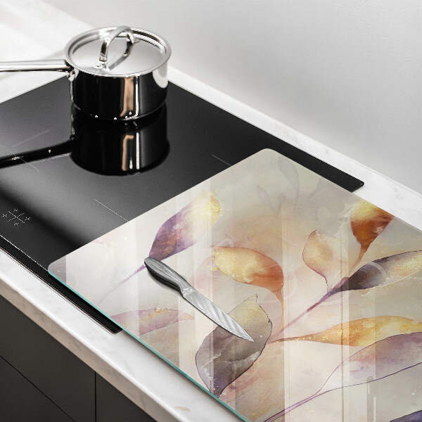 Cache plaque de cuisson Feuilles de bohème peintes