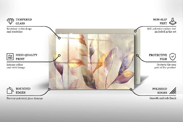 Cache plaque de cuisson Feuilles de bohème peintes