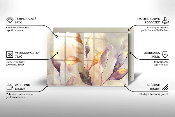 Cache plaque de cuisson Feuilles de bohème peintes