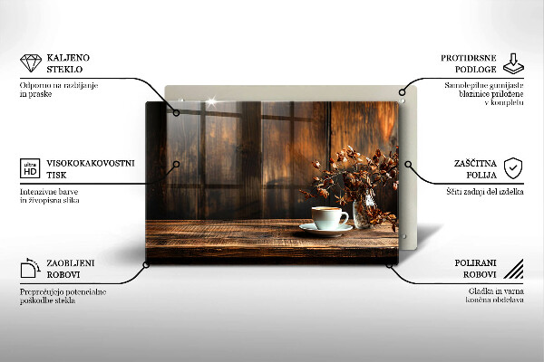 Cache plaque de cuisson Tasse à café et bois