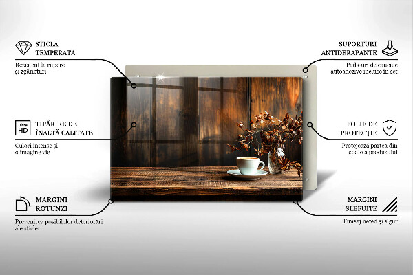 Cache plaque de cuisson Tasse à café et bois