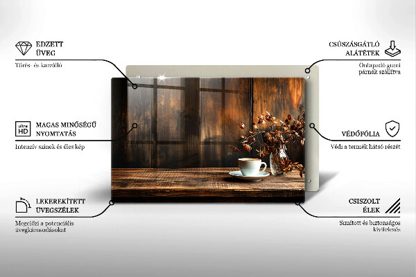 Cache plaque de cuisson Tasse à café et bois