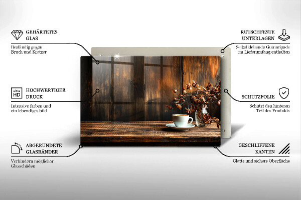 Cache plaque de cuisson Tasse à café et bois