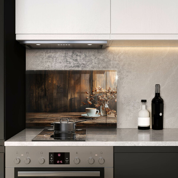 Cache plaque de cuisson Tasse à café et bois