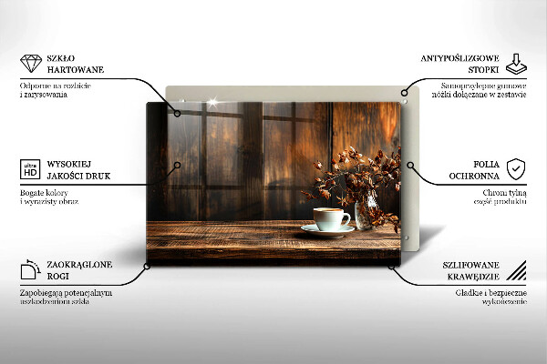 Cache plaque de cuisson Tasse à café et bois