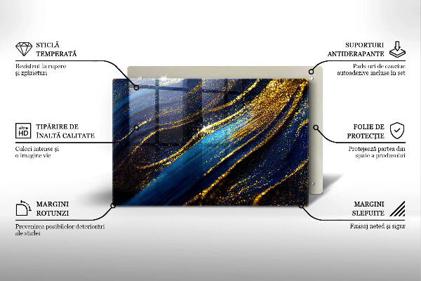 Protège plaque de cuisson Abstraction bleu marine