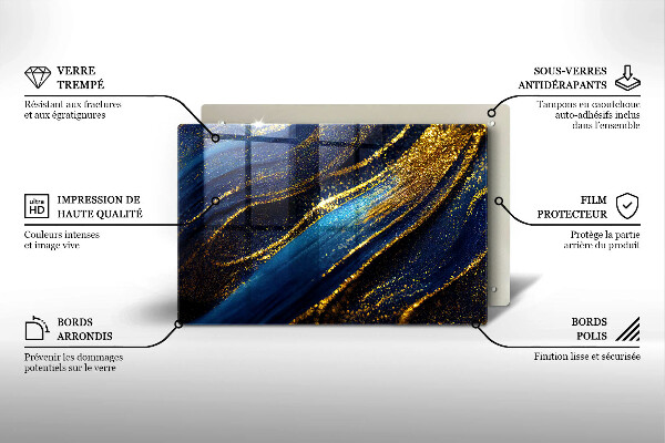 Protège plaque de cuisson Abstraction bleu marine