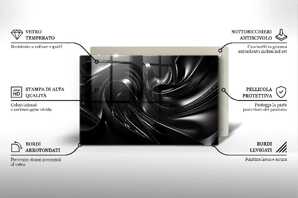 Protège plaque de cuisson Messe noire abstraite