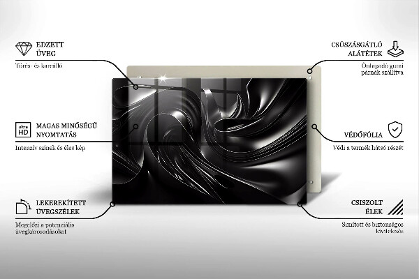 Protège plaque de cuisson Messe noire abstraite